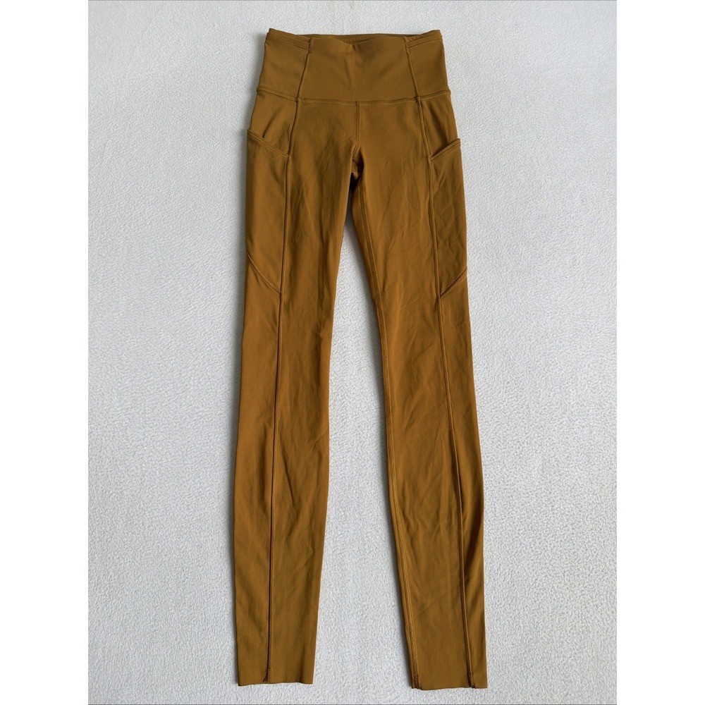 Lululemon Fast and Free High-Rise Tight 28 Brushed Nulux Brown Gold Size 2